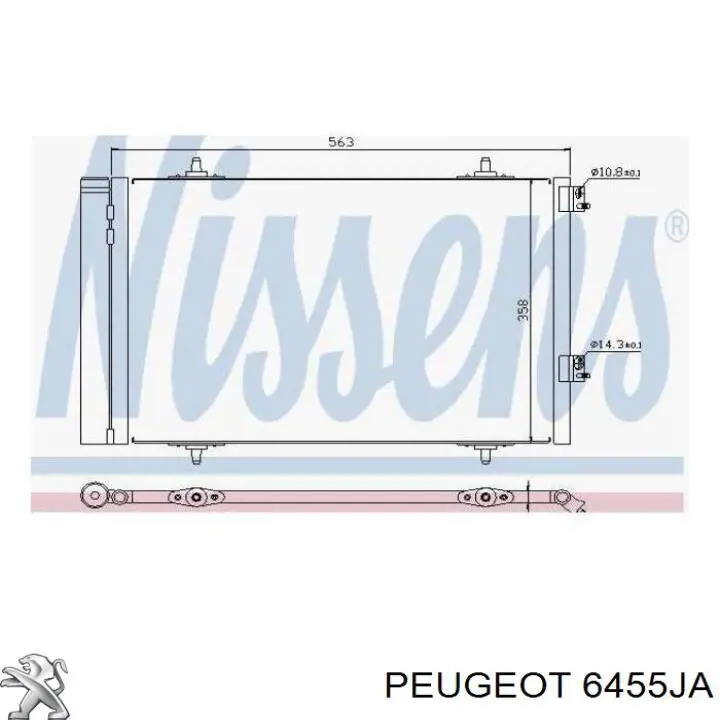 6455JA Peugeot/Citroen condensador aire acondicionado