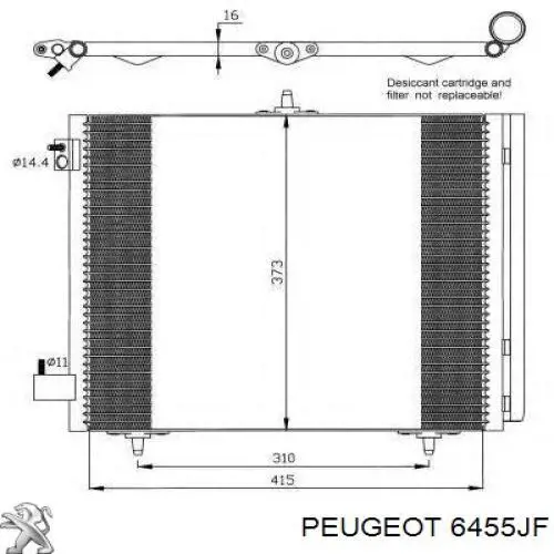 6455JF Peugeot/Citroen condensador aire acondicionado