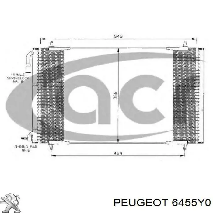 6455Y0 Peugeot/Citroen condensador aire acondicionado