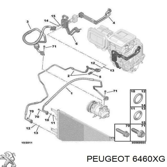 Manguera de aire acondicionado de condensador a evaporador Peugeot/Citroen 6460XG precio, desde  