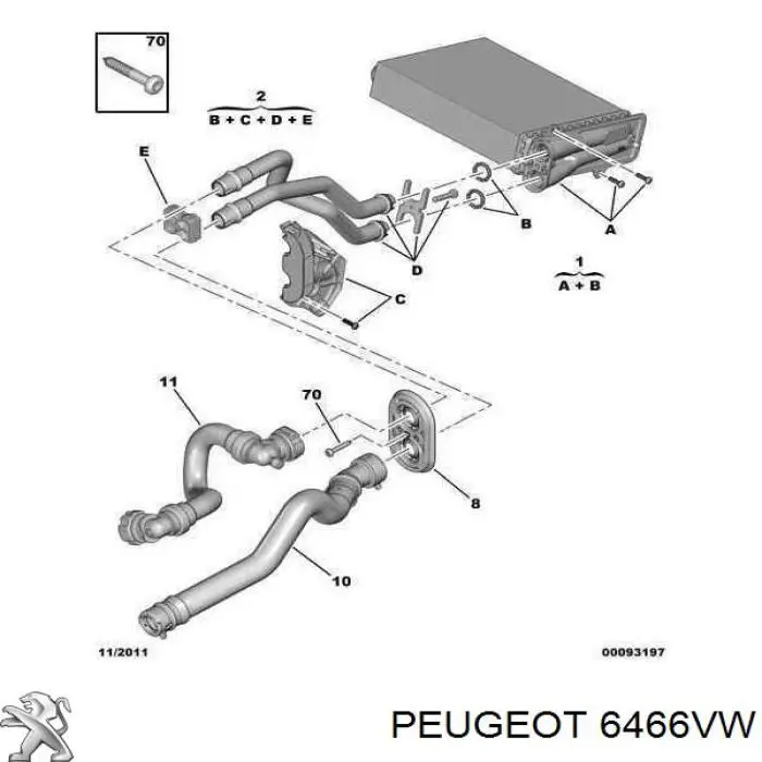 Comprar 6466VW Peugeot/Citroen Manguera superior del radiador
