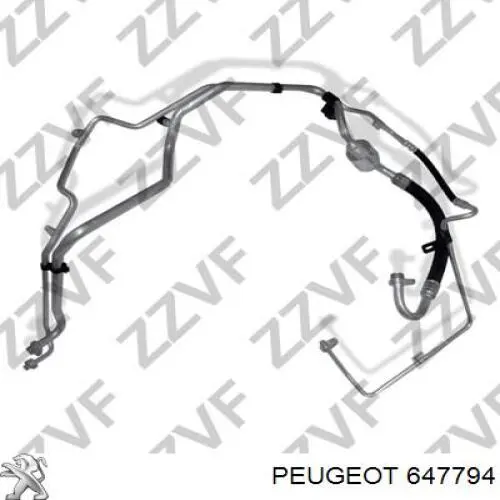 647794 Peugeot/Citroen tubería de baja / alta presión, aire acondicionado, de evaporador a compresor