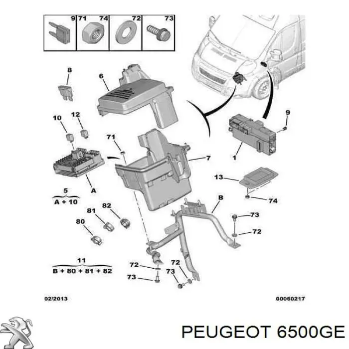 Carcasa de la caja de fusibles Peugeot/Citroen 6500GE precio, desde  