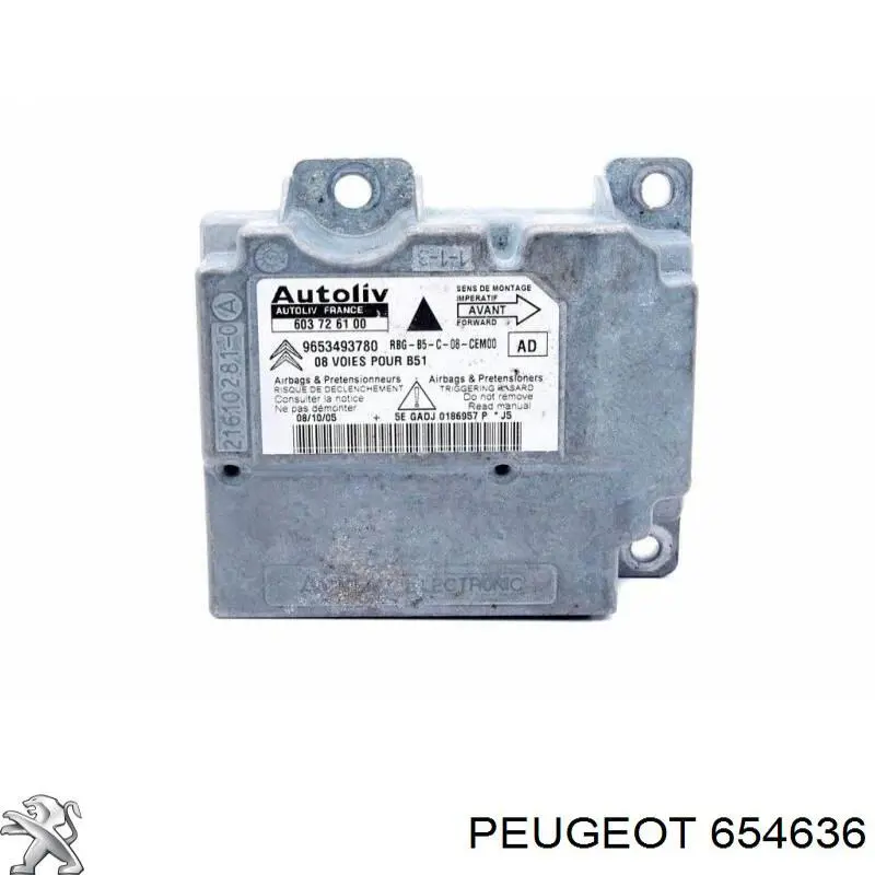 654636 Peugeot/Citroen procesador del modulo de control de airbag