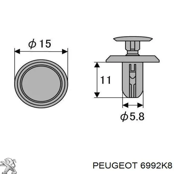 6992K8 Peugeot/Citroen piston (clip De Una Campana Calefactora)