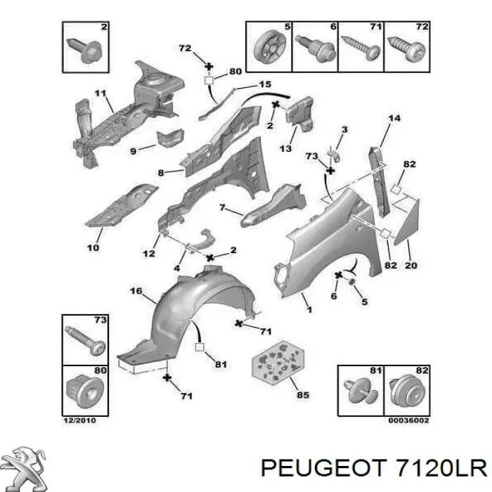 Arco de guardabarros delantero derecho Peugeot/Citroen 7120LR precio, desde 140,47 EUR
