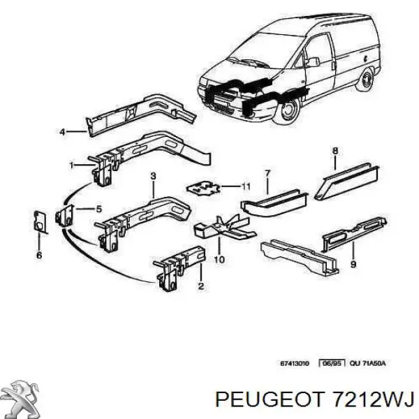 7212WJ Peugeot/Citroen larguero delantero izquierdo