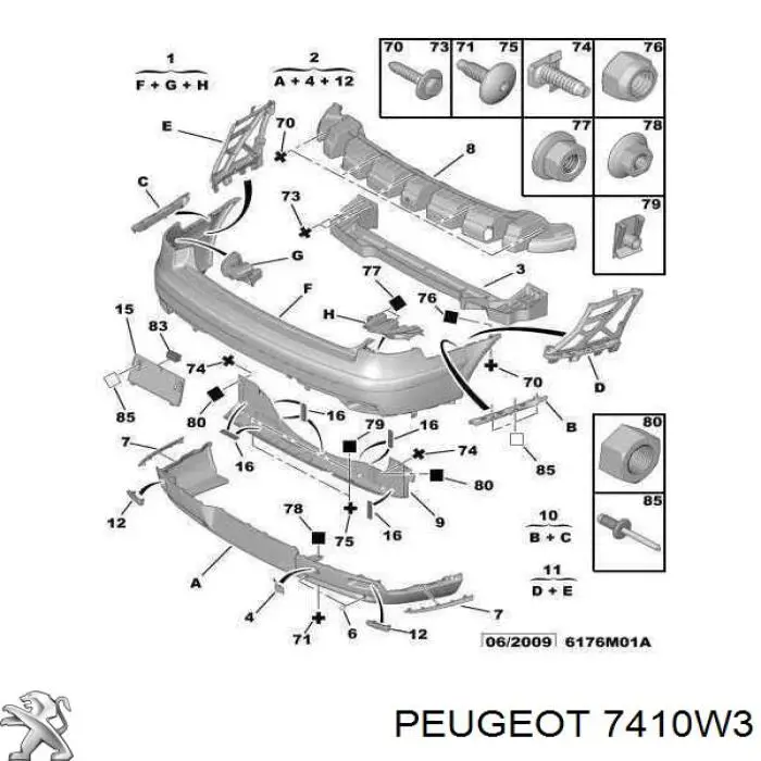 Paragolpes Peugeot/Citroen 7410W3 precio, desde 159,72 EUR
