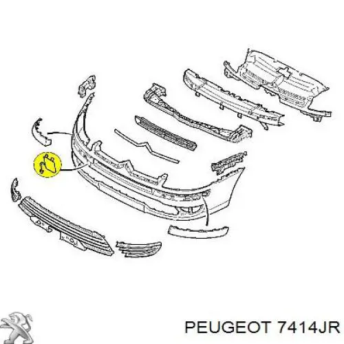 7414JR Peugeot/Citroen tapa del enganche de remolcado delantera