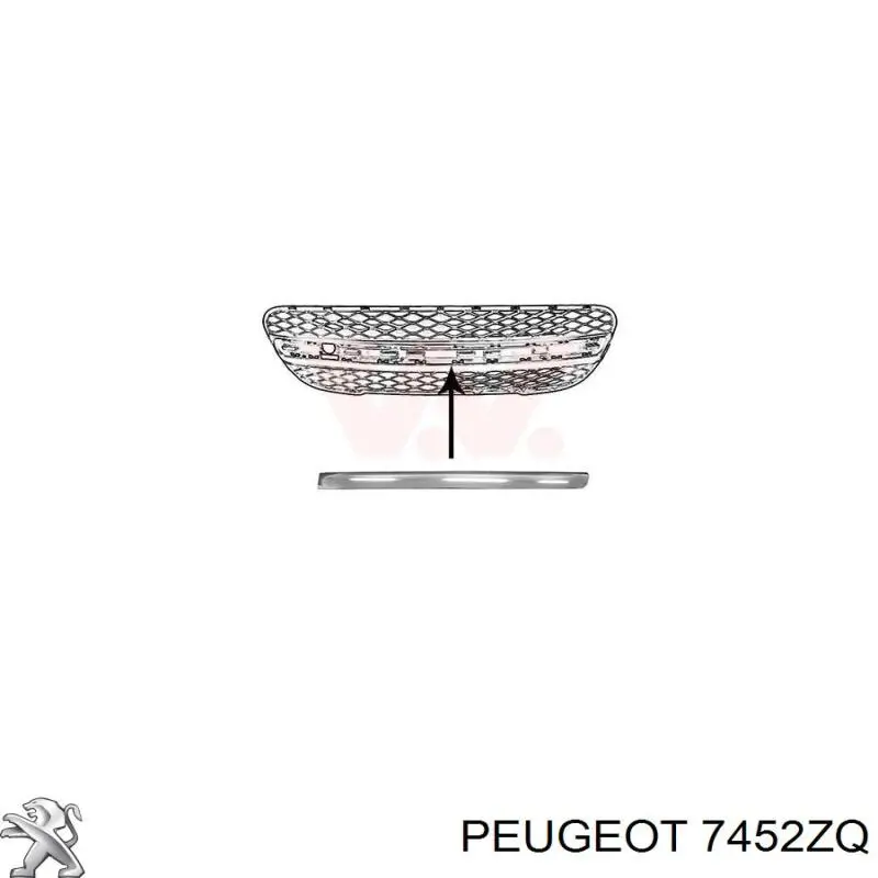 7452.ZQ Peugeot/Citroen moldura de la parrilla del parachoques delantero