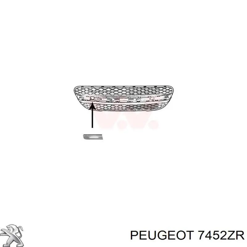 Moldura de rejilla parachoques delantero derecha para Peugeot 107 