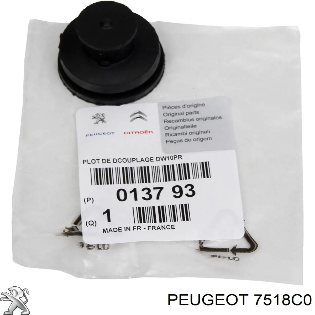 Clip de tapicería de la tapa del maletero Peugeot/Citroen 7518C0 precio, desde 1,63 EUR