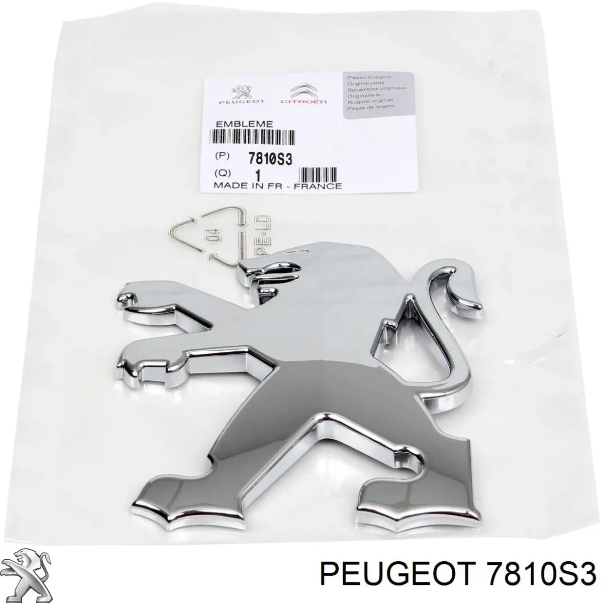 7810S3 Peugeot/Citroen emblema de tapa de maletero