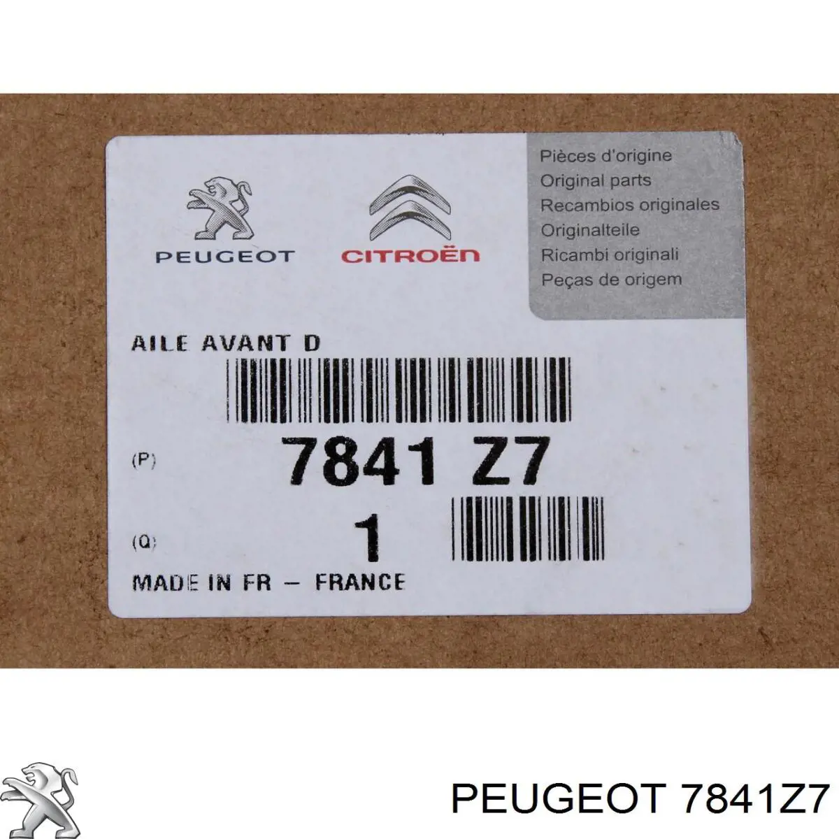 Guardabarros delanteros derecho Peugeot/Citroen 7841Z7 precio, desde 69,84 EUR