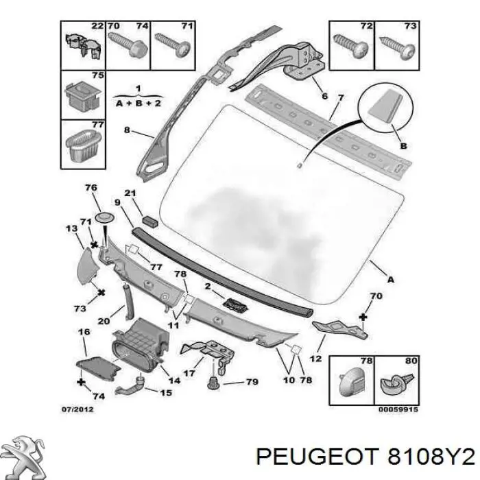 Moldura exterior del pilar delantero derecho Peugeot/Citroen 8108Y2 precio, desde 125,31 EUR