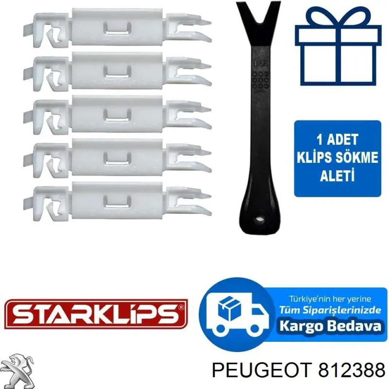 Comprar 812388 Peugeot/Citroen Clip de fijación de moldura de parabrisas