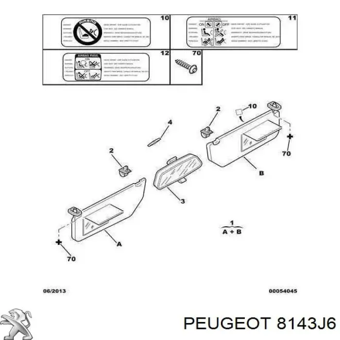 Parasol interior Peugeot/Citroen 8143J6 precio, desde 39,20 EUR