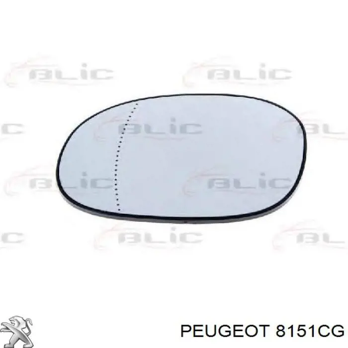 8151CG Peugeot/Citroen cristal de espejo retrovisor exterior izquierdo