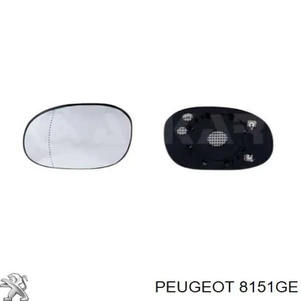 8151GE Peugeot/Citroen cristal de espejo retrovisor exterior izquierdo
