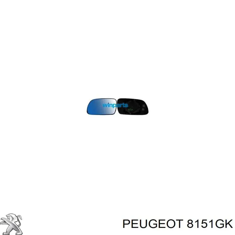 8151GK Peugeot/Citroen cristal de espejo retrovisor exterior izquierdo