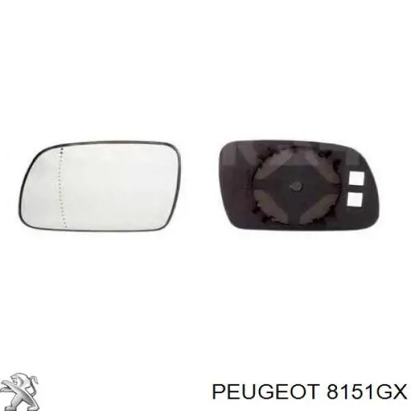 8151GX Peugeot/Citroen cristal de espejo retrovisor exterior izquierdo