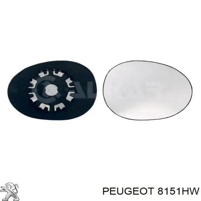00008151HW Peugeot/Citroen cristal de espejo retrovisor exterior derecho