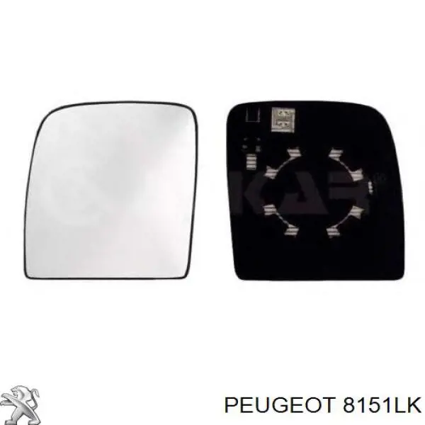 8151LK Peugeot/Citroen cristal de espejo retrovisor exterior derecho