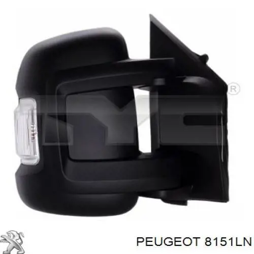 8151LN Peugeot/Citroen cristal de espejo retrovisor exterior derecho