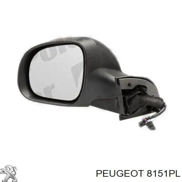 8151PX Peugeot/Citroen cristal de espejo retrovisor exterior derecho