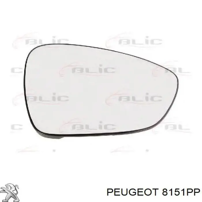 8151PP Peugeot/Citroen cristal de espejo retrovisor exterior derecho