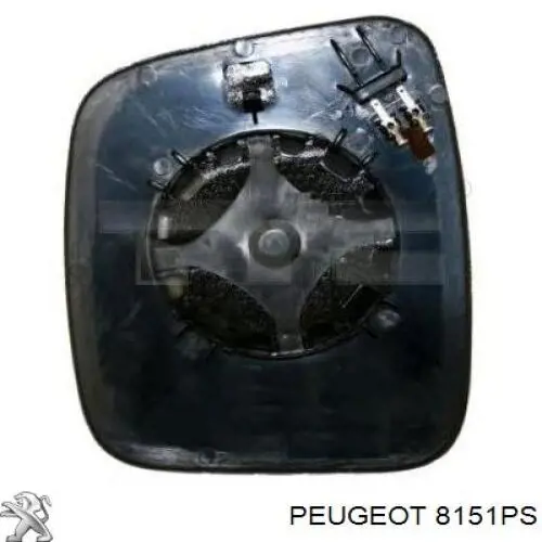 8151PS Peugeot/Citroen cristal de espejo retrovisor exterior derecho