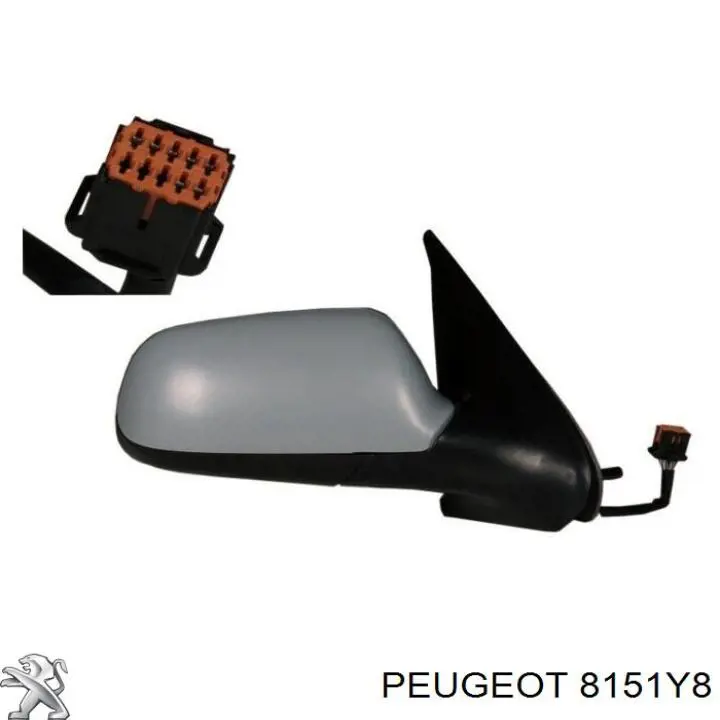 8151Y8 Peugeot/Citroen cristal de espejo retrovisor exterior derecho
