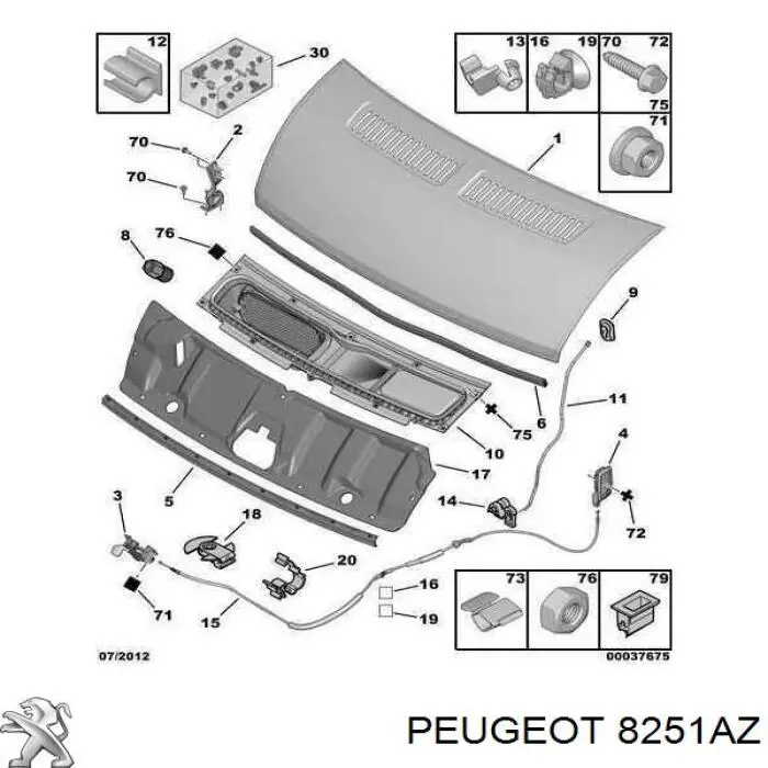 Sellador del capó Peugeot/Citroen 8251AZ precio, desde 25,34 EUR