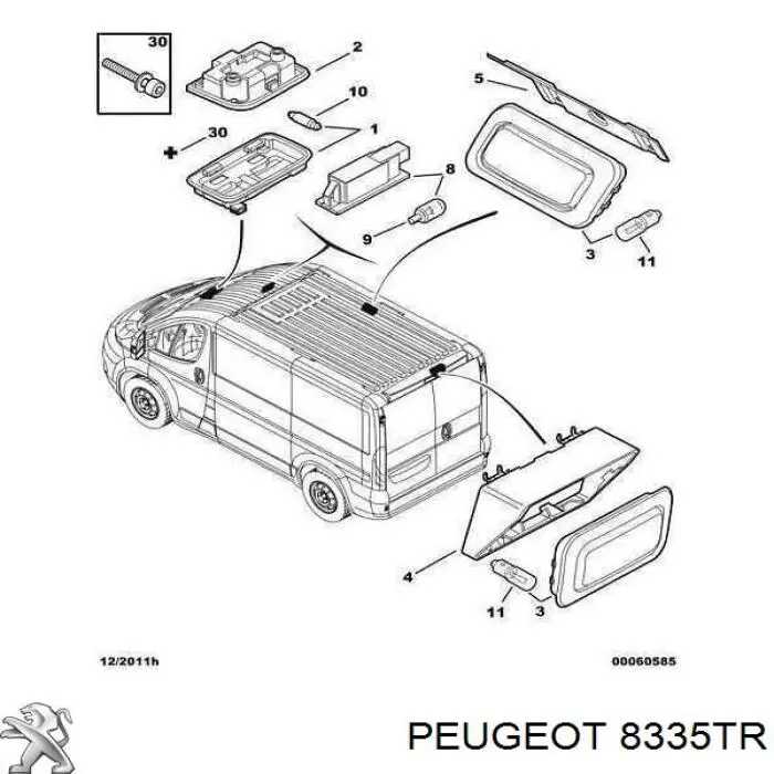 Iluminación interior (cabina) luz trasera Peugeot/Citroen 8335TR precio, desde 23,52 EUR