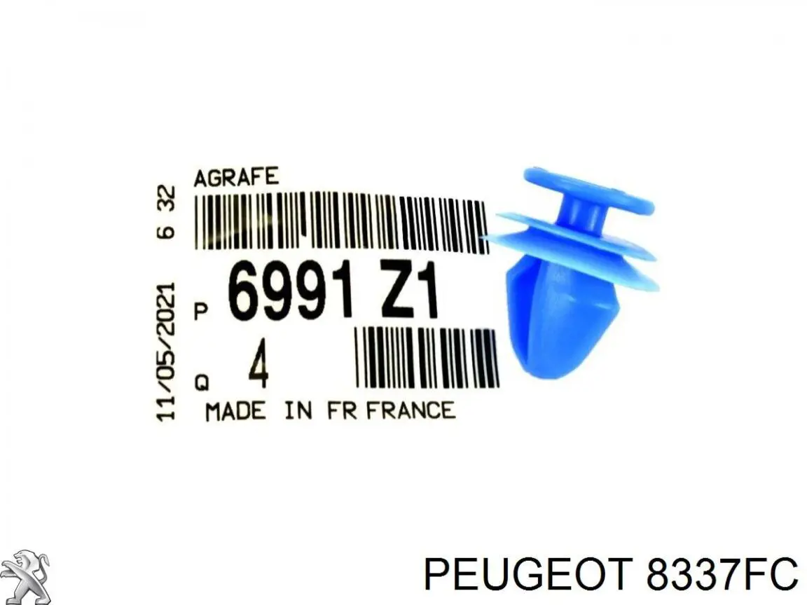 Comprar 00008337FC Peugeot/Citroen Clip de tapicería de la tapa del maletero