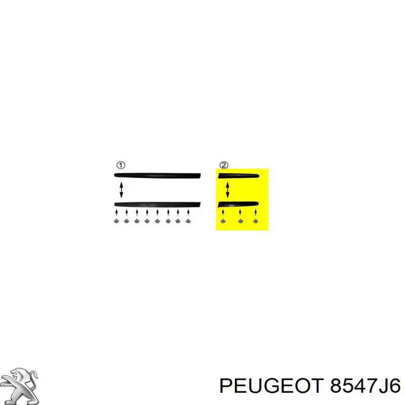 8547J6 Peugeot/Citroen listón embellecedor/protector, guardabarros trasero derecho