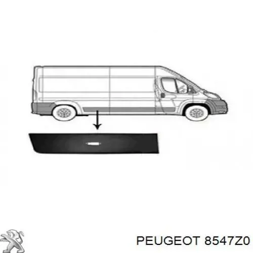 8547Z0 Peugeot/Citroen listón embellecedor/protector, guardabarros trasero derecho