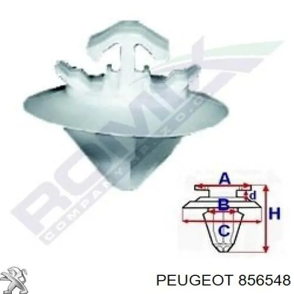 0000856548 Peugeot/Citroen clips de fijación de moldura de puerta