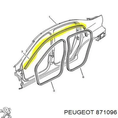 Sellador de puerta trasera izquierda (en carrocería) Peugeot/Citroen 871096 precio, desde 72,90 EUR