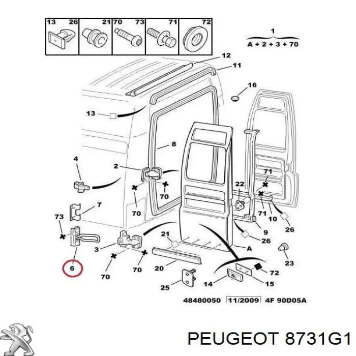 Comprar 8731G1 Peugeot/Citroen Limitador de apertura de puerta del maletero (furgoneta)
