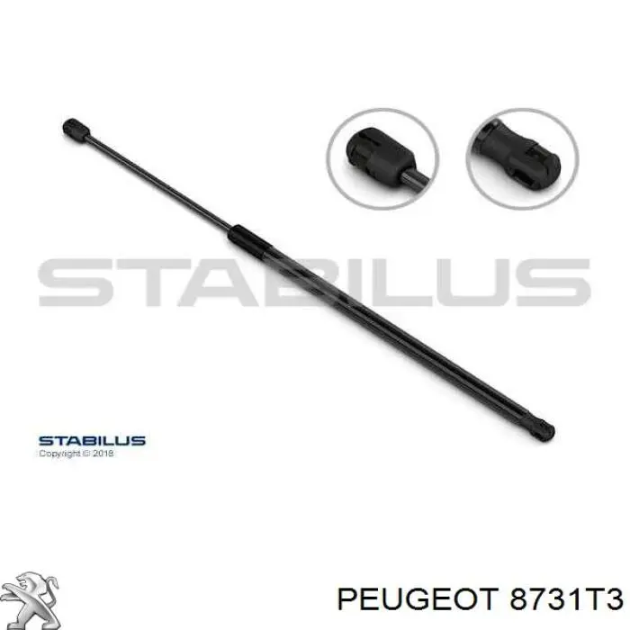 8731T3 Peugeot/Citroen amortiguador para porton trasero (3/5 puertas traseras (lisas)