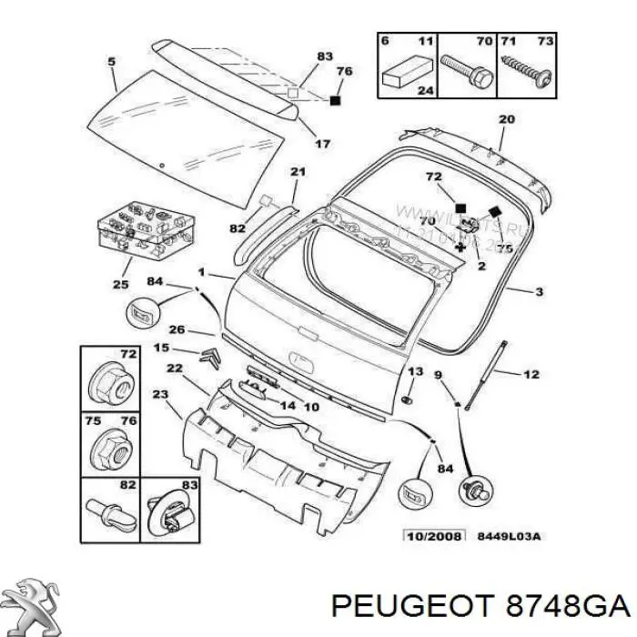 Revestimiento de tapa de maletero Peugeot/Citroen 8748GA precio, desde 148,24 EUR