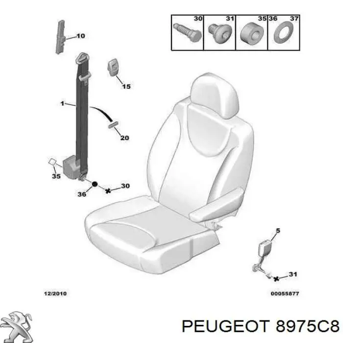 Cinturón de seguridad delantero derecho Citroen Jumpy 2 