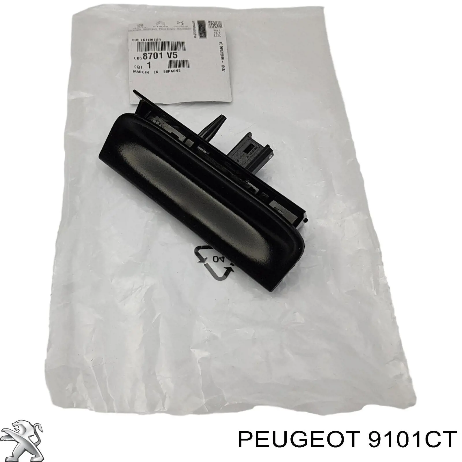 Manija exterior derecha de puerta trasera batiente Peugeot/Citroen 9101CT