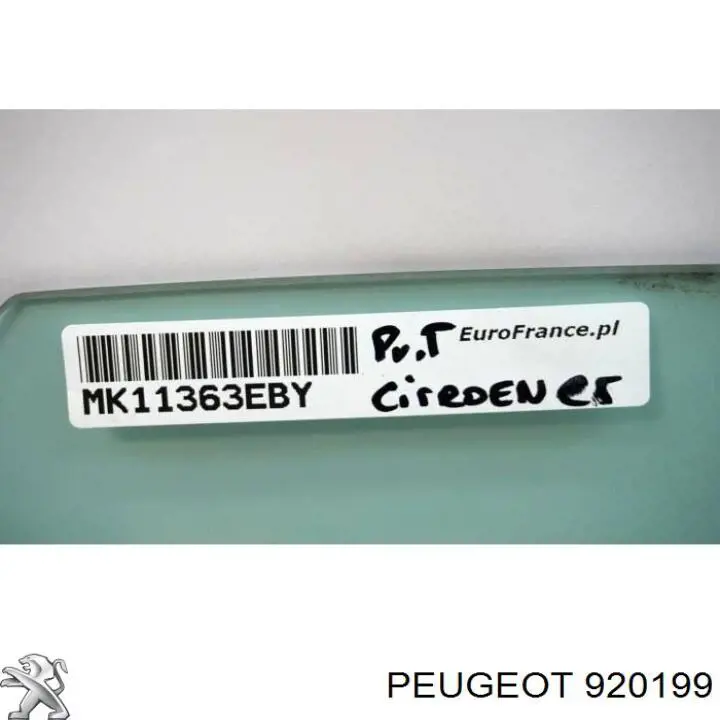 Luna delantera derecha 920199 Peugeot/Citroen