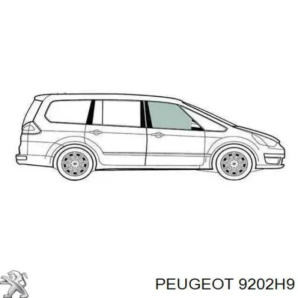 00009202H9 Peugeot/Citroen luna de puerta delantera derecha