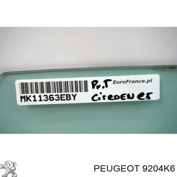 9204K6 Peugeot/Citroen luna de puerta trasera derecha