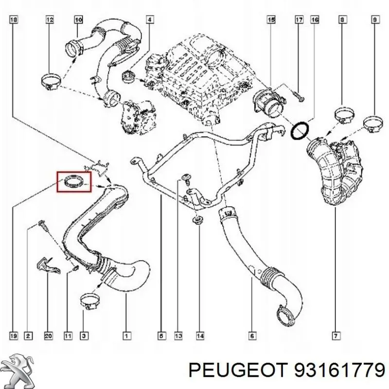 Anillo del conducto de aire de sobrealimentación 5080332 Autotechteile