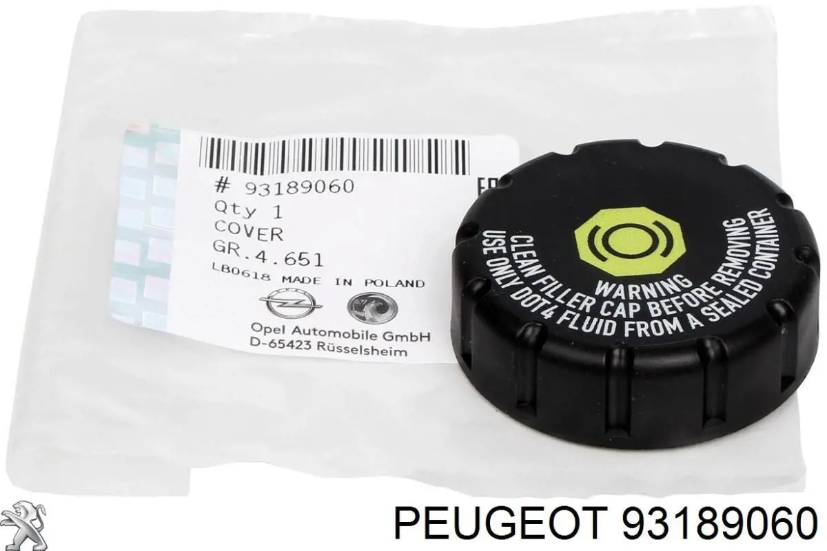 Comprar 93189060 Peugeot/Citroen Tapa del depósito del cilindro maestro de freno
