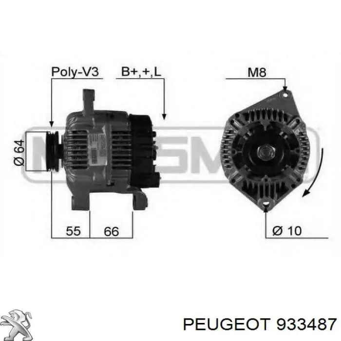 933487 Peugeot/Citroen Alternador de coche